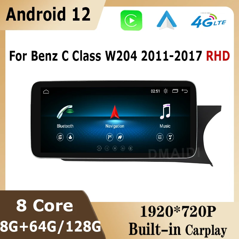 

Car Radio Andriod 13 128G For Mercedes Benz C-Class W204 2011-2014 RHD Car Multimedia Player GPS Navigation Carplay Touch Screen