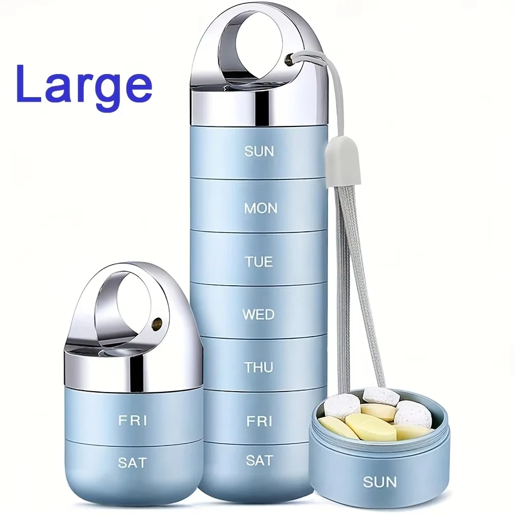 

Portable Travel Pill Box Metal 7 Day Pill Case Organizer Waterproof Aluminum Alloy Travel Pill Case Container For Vitamins