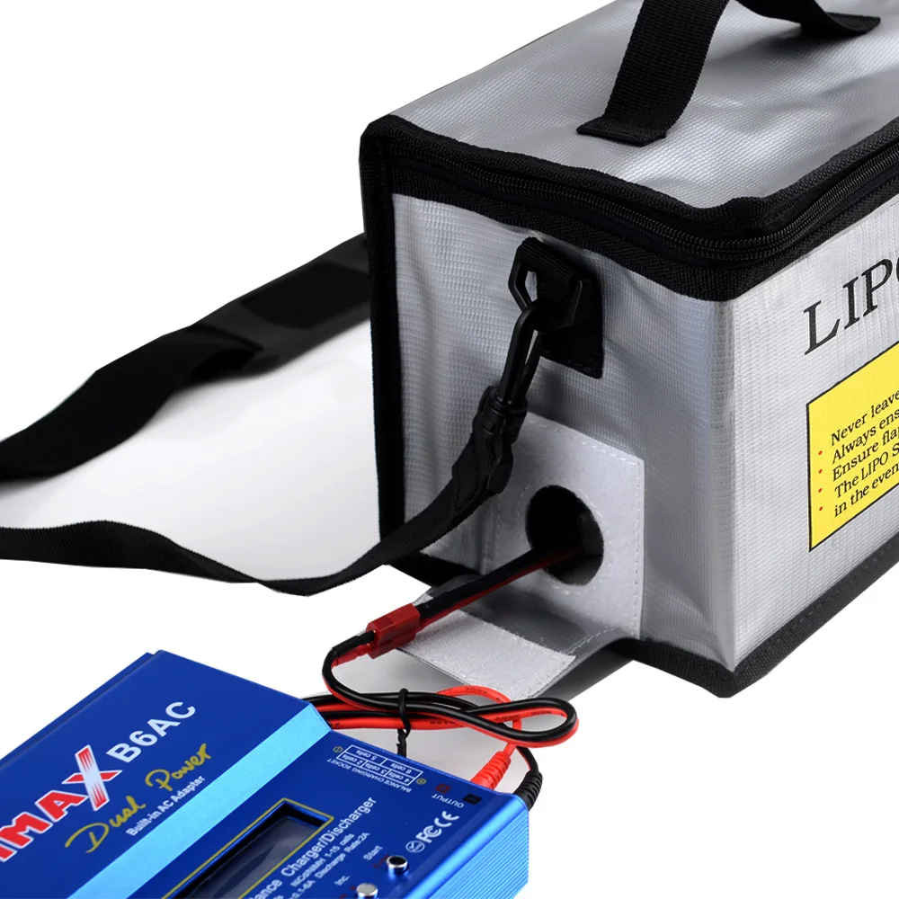 Lithium Battery Explosion-proof Bag 215x145x165mm High Temperature Resistant Fpv Flame Retardant Bag With Battery Hole