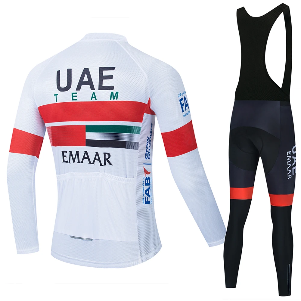 UAE Team Men's 2024 Cycling Jerseys Set Autumn Long Sleeve Coat Riding Bike Jacket Cycling Suits Set Ropa Ciclismo Hombre