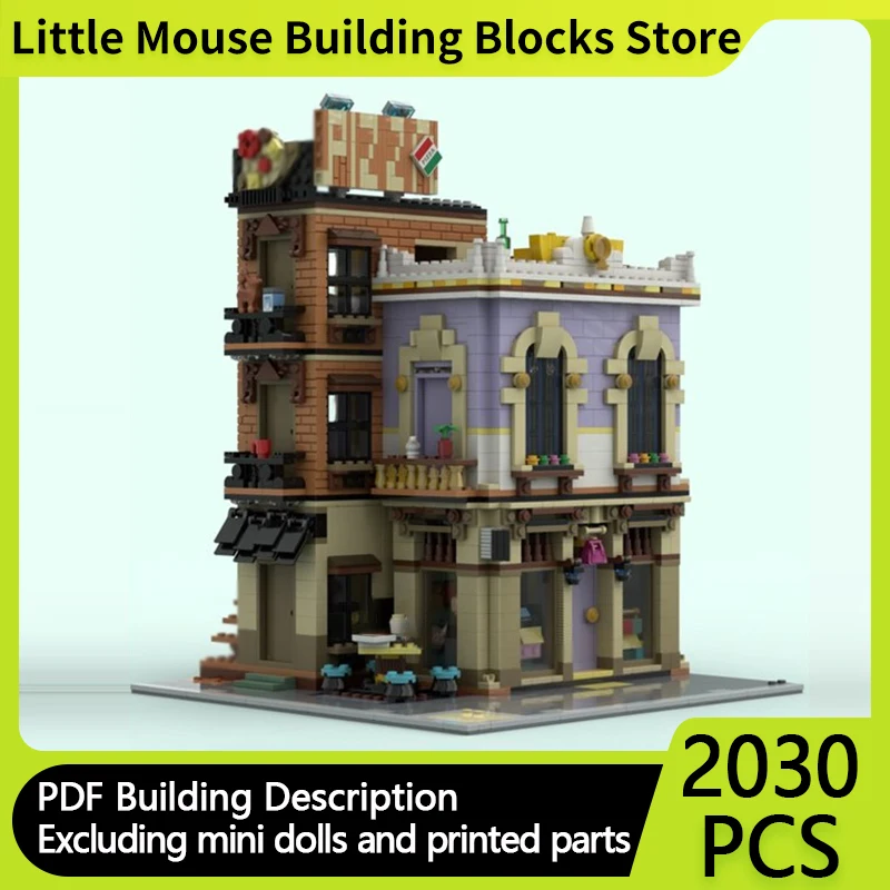 

City Street View Model MOC Building Bricks Business Apartment Modular Technology Gifts Holiday Assemble Children Toys Suit