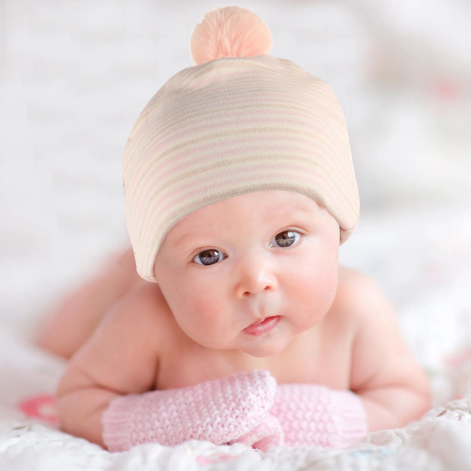 

3pcs Cute Baby Hat Newborn Cotton Cap Infant Warm Headwear For Kids Spring Autumn Winter Bear Ear Design Comfortable Stretchable