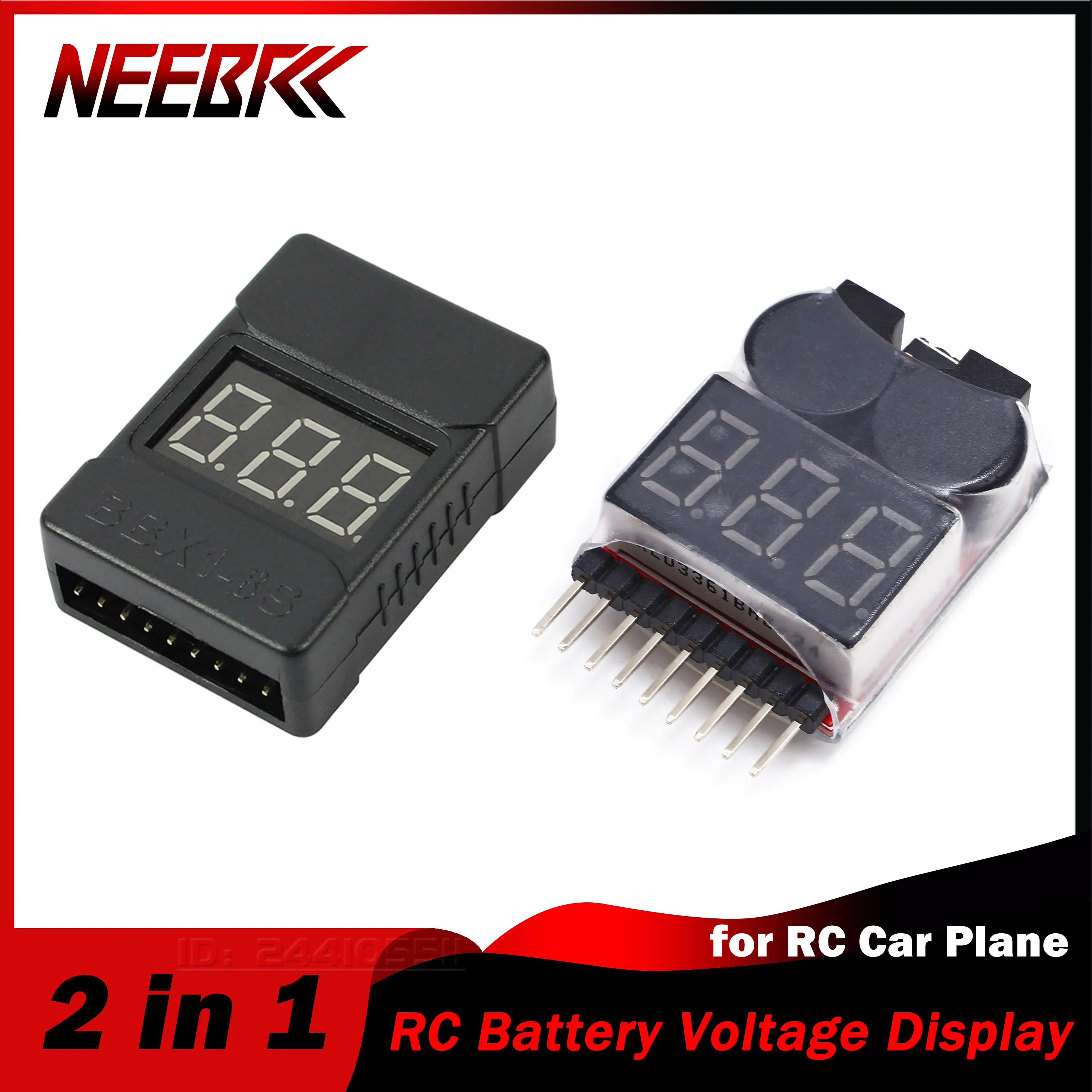 

5pcs 2 in 1 RC Battery Voltage Power Display Low Alarm Buzzer BX100 1-8S Meter Tester Monitor for Model Car Drone Aircraft Part