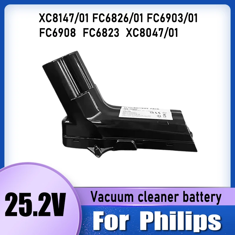 For Philips vacuum cleaner battery replacement, 25.2V 5000mAh, compatible with SpeedPro Max Aqua Stick Cordless Vacuum