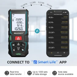 MILESEEY-Medidor de distancia láser D5T, cinta métrica inteligente con Bluetooth, con aplicación, puede dibujar a mano en la aplicación