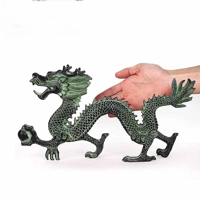 

Feng Shui bronze dragon catching beads ornaments lucky home crafts decorative art