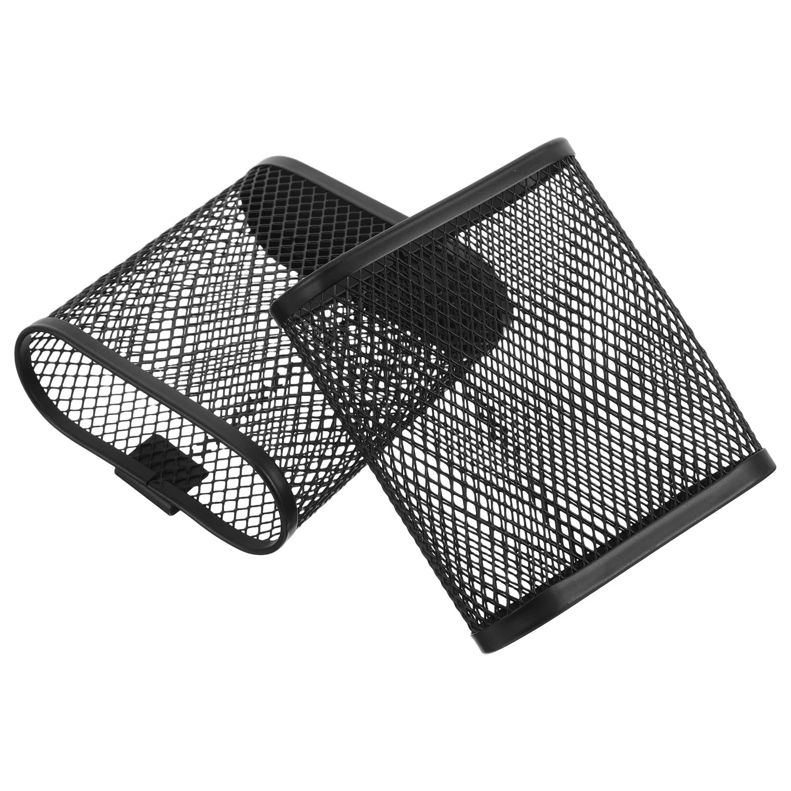 

2Pcs Metal Pen Holder Oval Mesh Desk Organizer Side Hanging Office Storage Container Pencil Cup Stationery