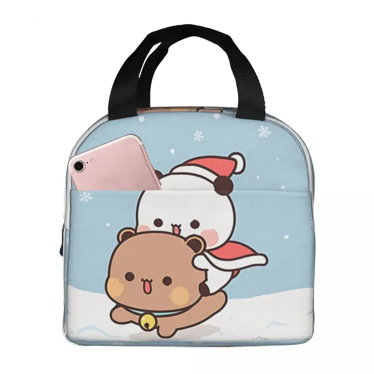 Merry Christmas Insulated Lunch Bag Bubu and Dudu Anime Women Kids Cooler  Thermal Portable  Box Ice Pack Tote