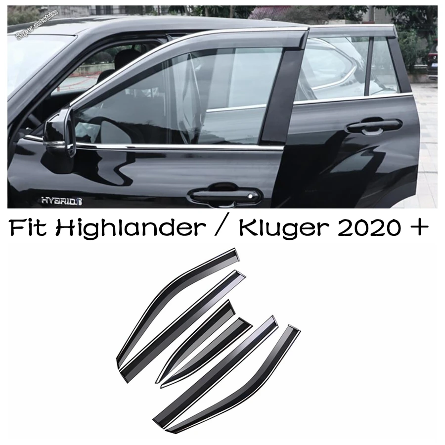 Car Exterior Accessories Window Rain Eyebrow Dedicated Sun Guard Cover Rainshield Fit For Highlander / Kluger 2020 - 2024