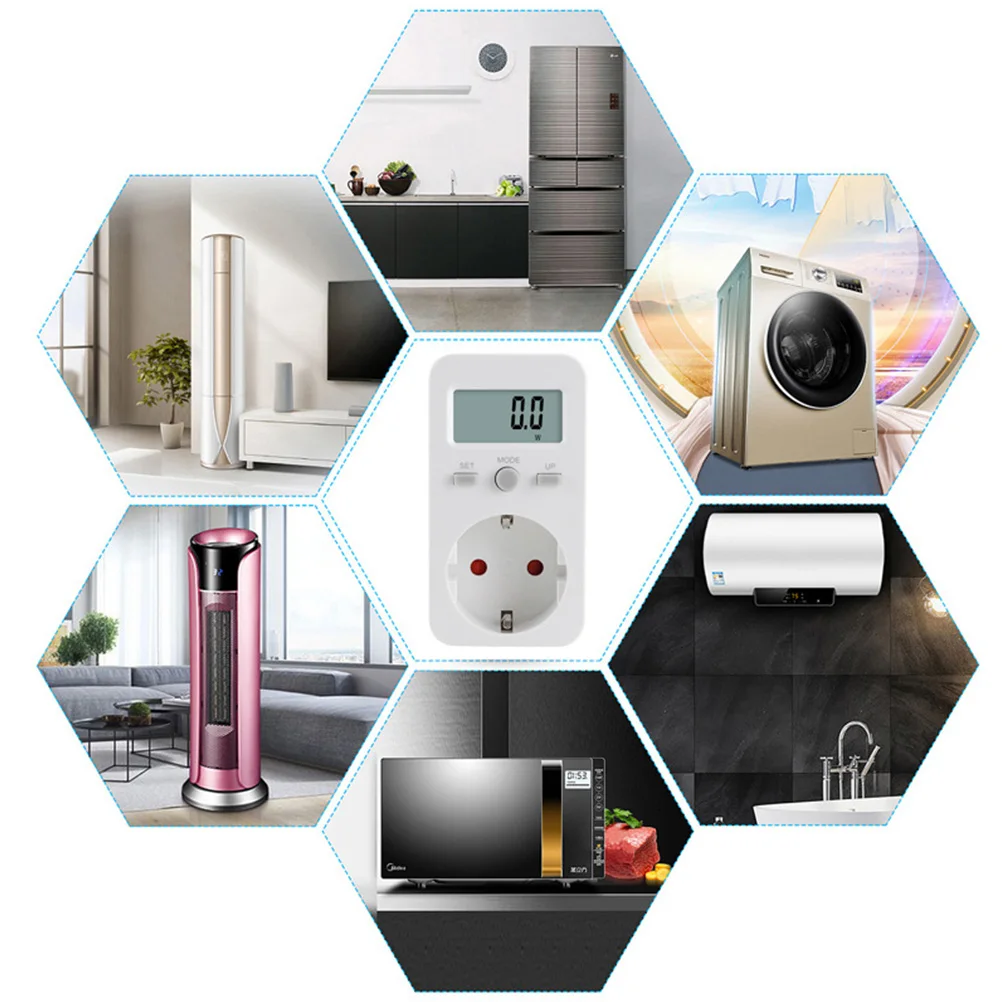 

Digital Wattmeter Power Metering Socket LCD Voltage Current Consumption Analyzer Energy Saver Electric Expenses Calculator Wall