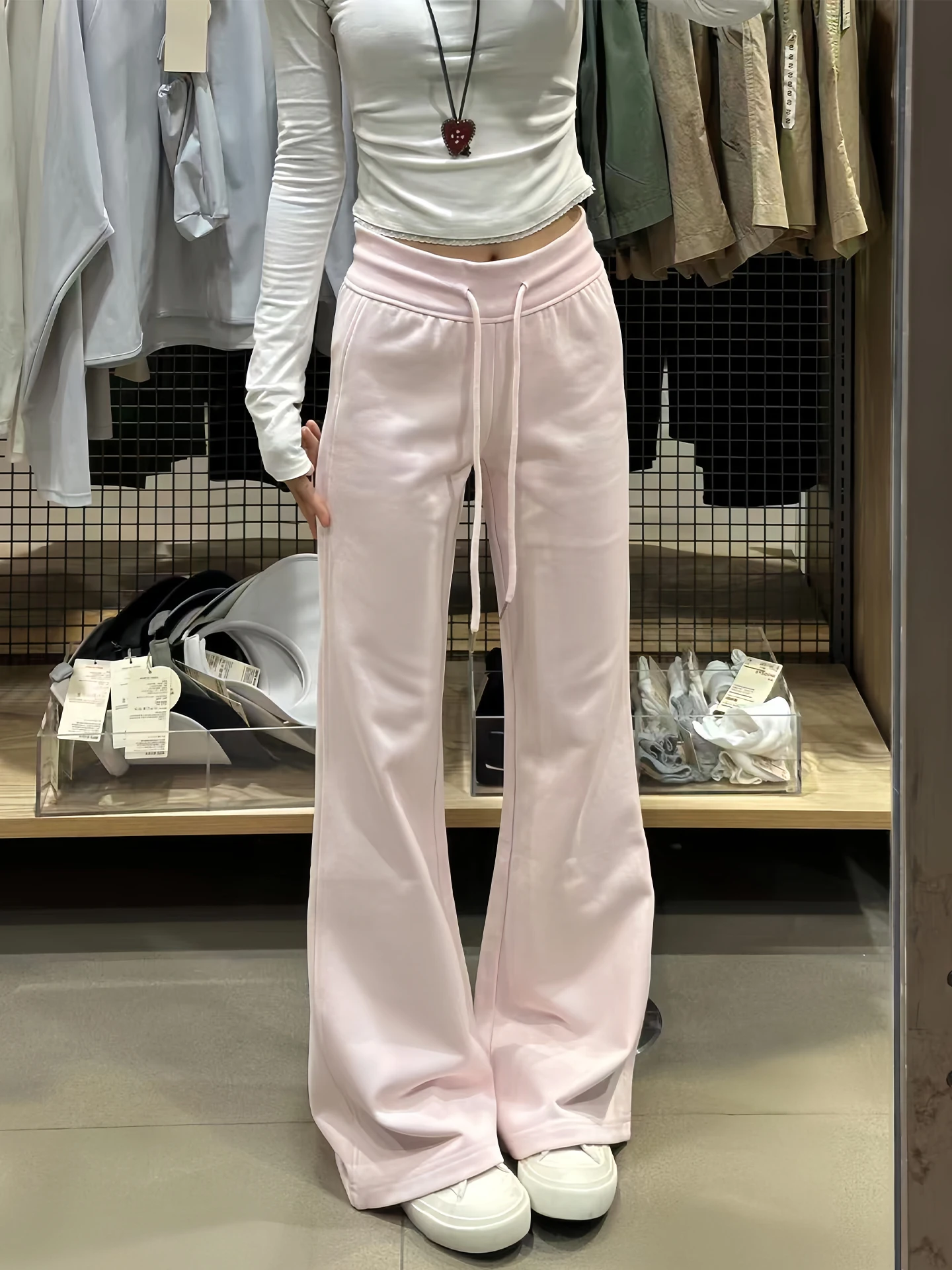 Pantalones deportivos de campana rosa para mujer, pantalones deportivos informales de cintura alta, adelgazantes, microacampa...