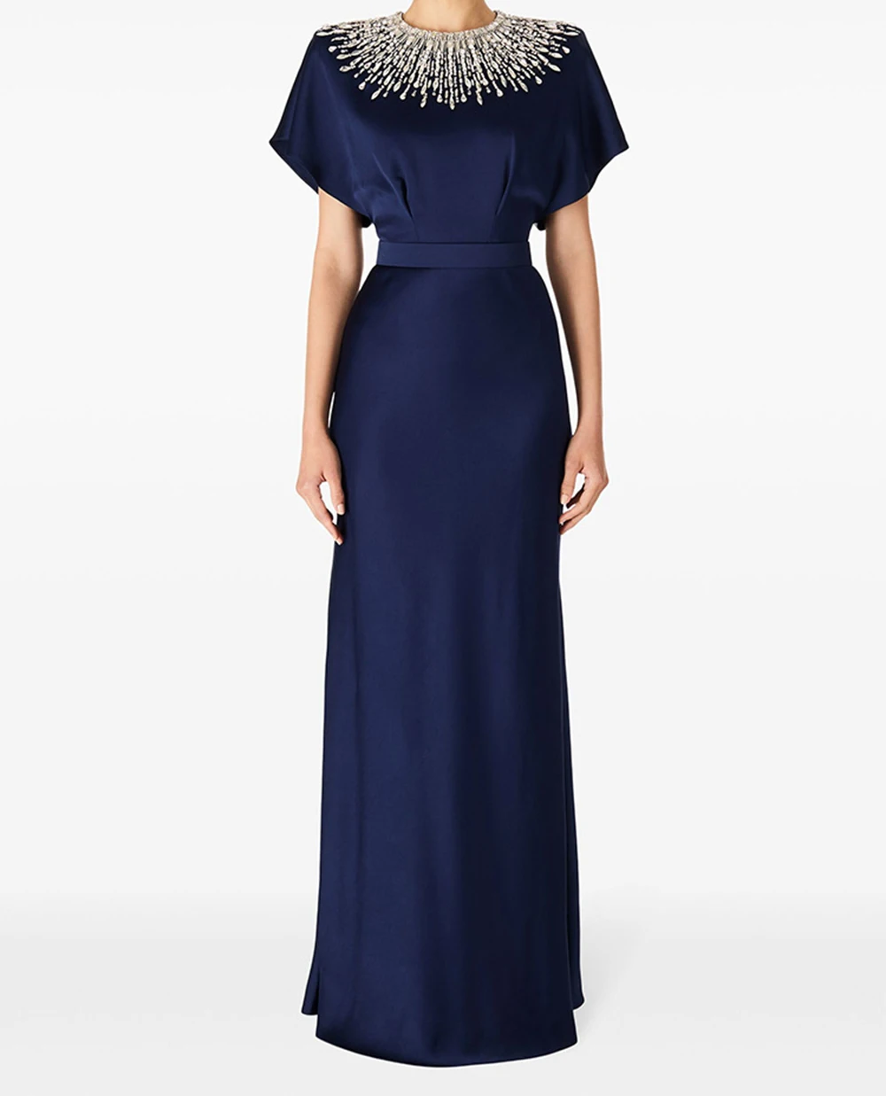 

2025 New Heavy Industrial Beaded Chain Shawl Sleeves and Floor Length Stars Evening Dress-GZDL028
