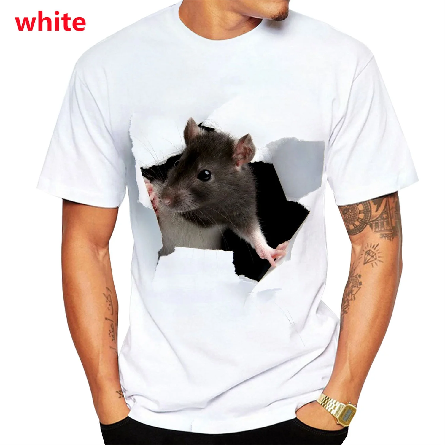 Men Fashion Print Rat T-shirts 3D Animal Harajuku Street Style Short Sleeve Unisex Cool T Shirt