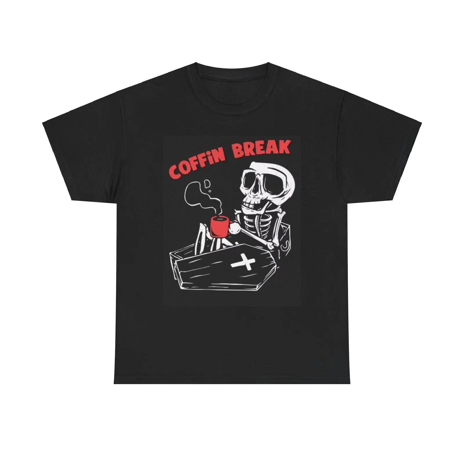 

Забавная футболка Coffin Coffee Break в стиле ретро, скелет, ужас, тяжелый