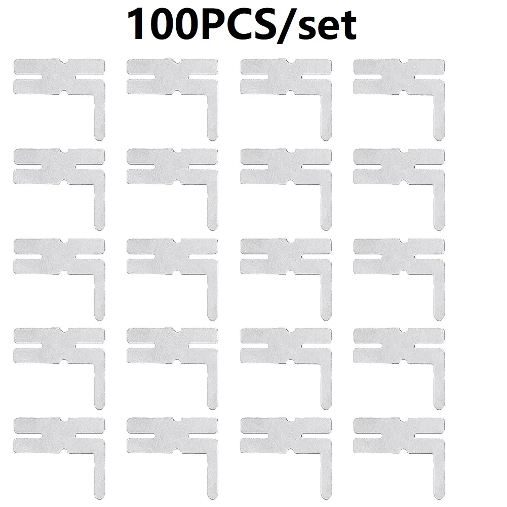 100 Uds. Placa de hoja de cinta de tira de acero chapada en níquel en forma de L para máquina de soldadura de batería soldador por puntos batería de litio