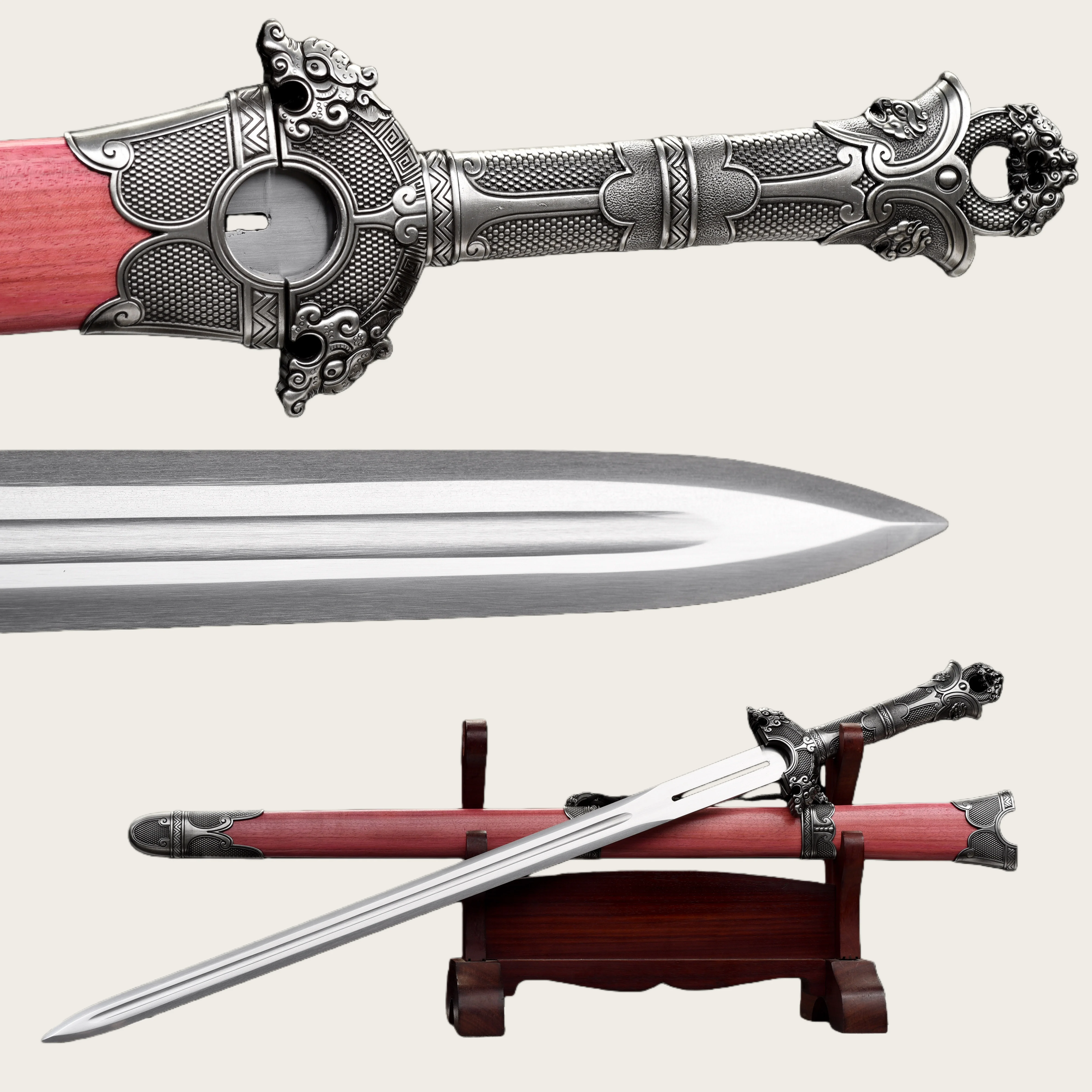 

Меч «Серебряная луна» Рыцарей-тамплиеров в средневековой Европе, с полной ручкой из настоящей стали, катана, коллекция