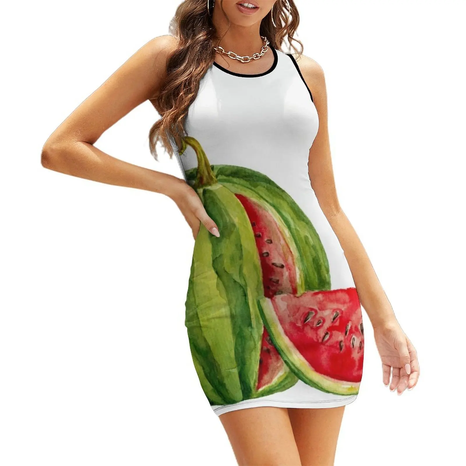 

Watercolor watermelon Sleeveless Sundress summer dress womens 2025 dresses for womens summer dresses women 2025