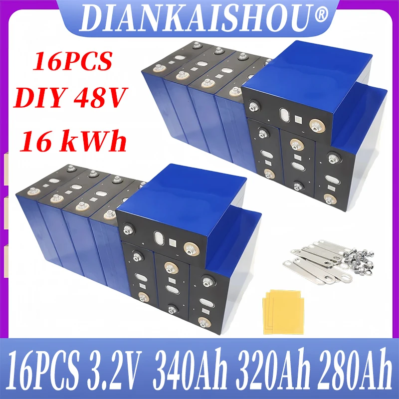 

16 шт. 3,2 В 320 Ач 340 Ач 310 Ач 304 Ач 105 Ач 280 К 280 Ач LiFePO4 Аккумулятор Совершенно новый класс A DIY 12 В 24 В 48 В Солнечная батарея RV EV Кемпинг без налога
