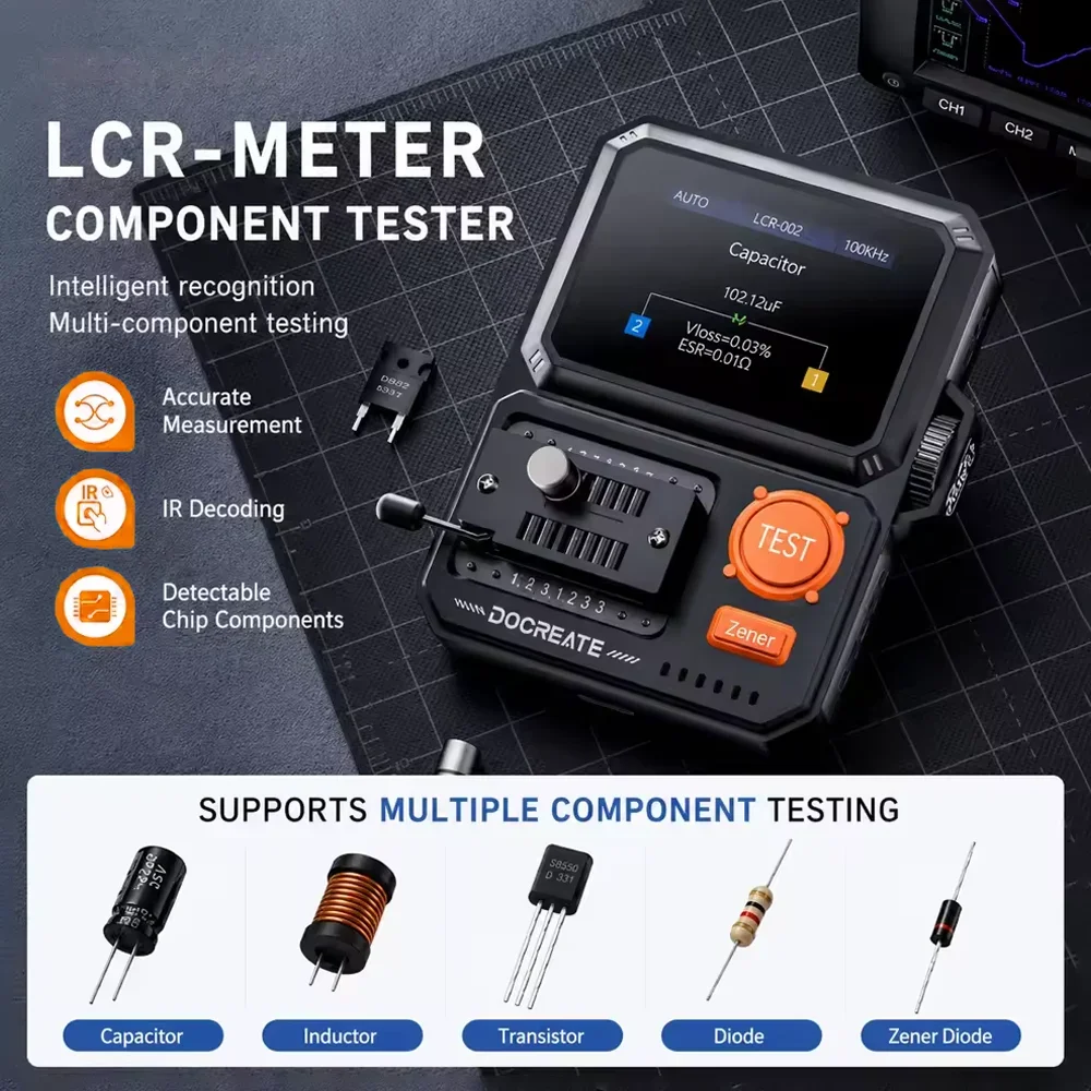 Multifunctional LCR-D2 ESR Meter Transistor Tester Diode Triode Capacitor Resistor SMD Component With LCD Display