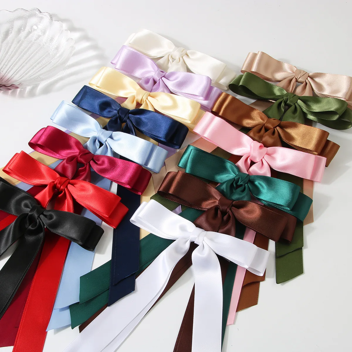 6.0 Inch 15Pcs/Lot Satin Bow Hairgrips Women Girls Ribbon Hair Clips Long Tails Bowknot Barrettes Kids Hair Accessories