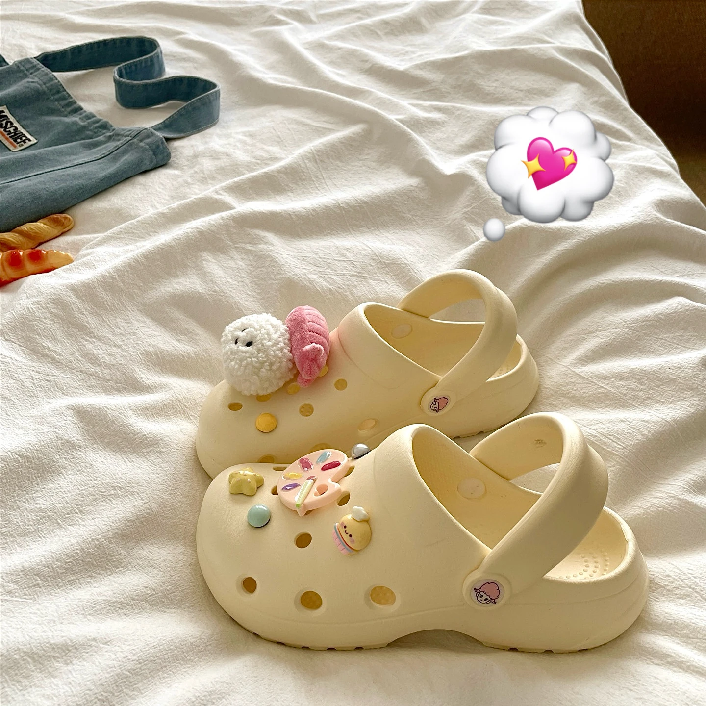 

Cute Little Dog DIY Hole Shoes Women's Summer Thick Bottom Heightening Anti-slip Outdoor Wear Cool Slippers Hollow out Design