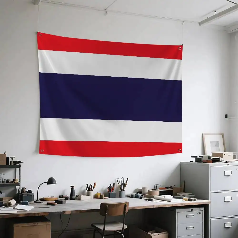 Thailand Thai Emblem Flag Banners Four Hole Flag Polyester Outdoor Decor Room Aesthetic