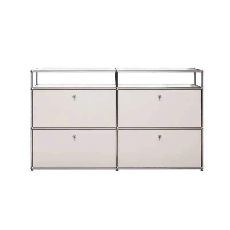 

Light luxury medieval dining side cabinet Nordic stainless steel chest cabinet