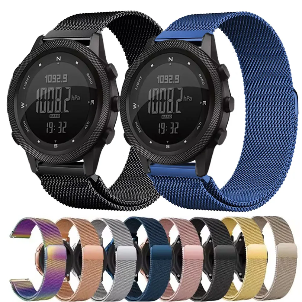 Pulseira de laço milanês de 22mm para borda norte APACHE-46 pulseira magnética cinto de pulso de metal para pulseiras de substituição APACHE-46