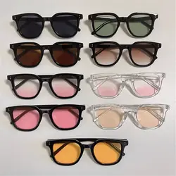 Gradient Blush Sunglasses Unisex Fashion Square Sunglasses Casual Anti-Glare Shades for Driving UV400 Trendy No Makeup Eyewear