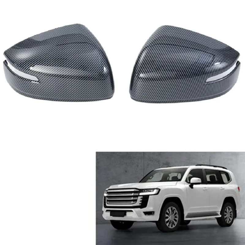 Carbon Fiber Style Mirror Cover Trim for Toyota Land Cruiser LC300 2022 2023 Car Accessories