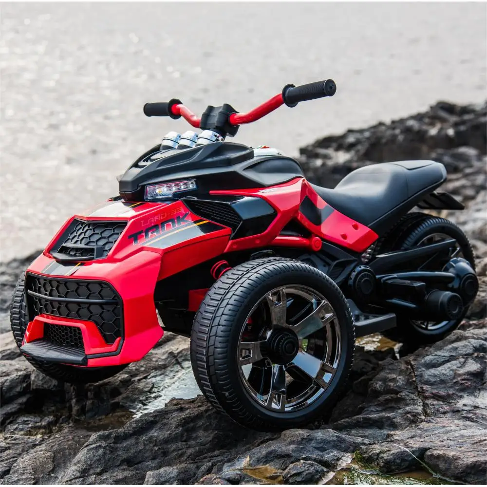 ATV per bambini da 24 V, veicolo elettrico a 3 ruote, motocicletta alimentata a batteria per ragazzi e ragazze con luci a LED, musica