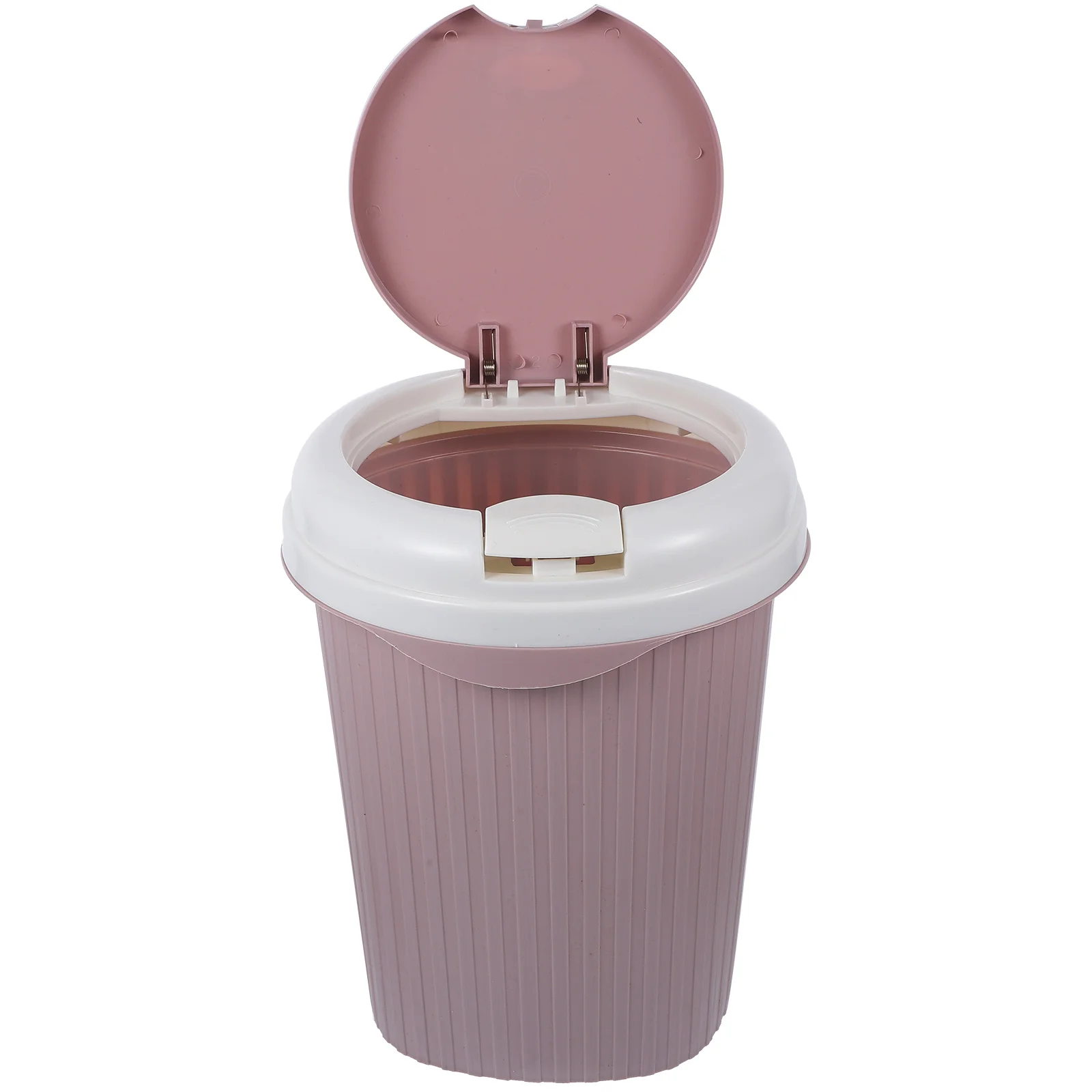 

Plastic Trash Can Simple Kitchen Bin Home Office Garbage Holder Lid Cans Portable Easy Flick Small Desk Storage Bathroom Laundry