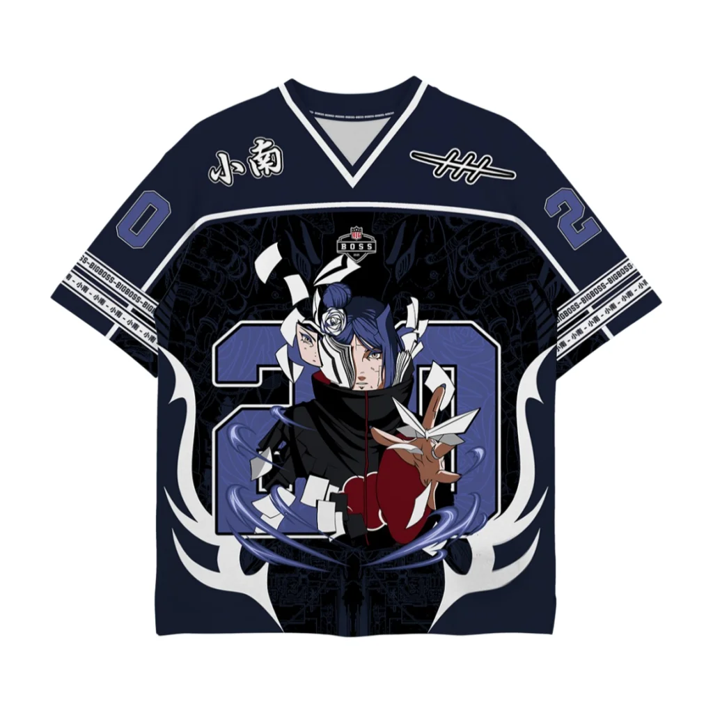 Naruto Akatsuki Konan American Retro Anime Jersey Men Women Kids Athleisure T-Shirt Summer Breathable Quick Dry Streetwear Top