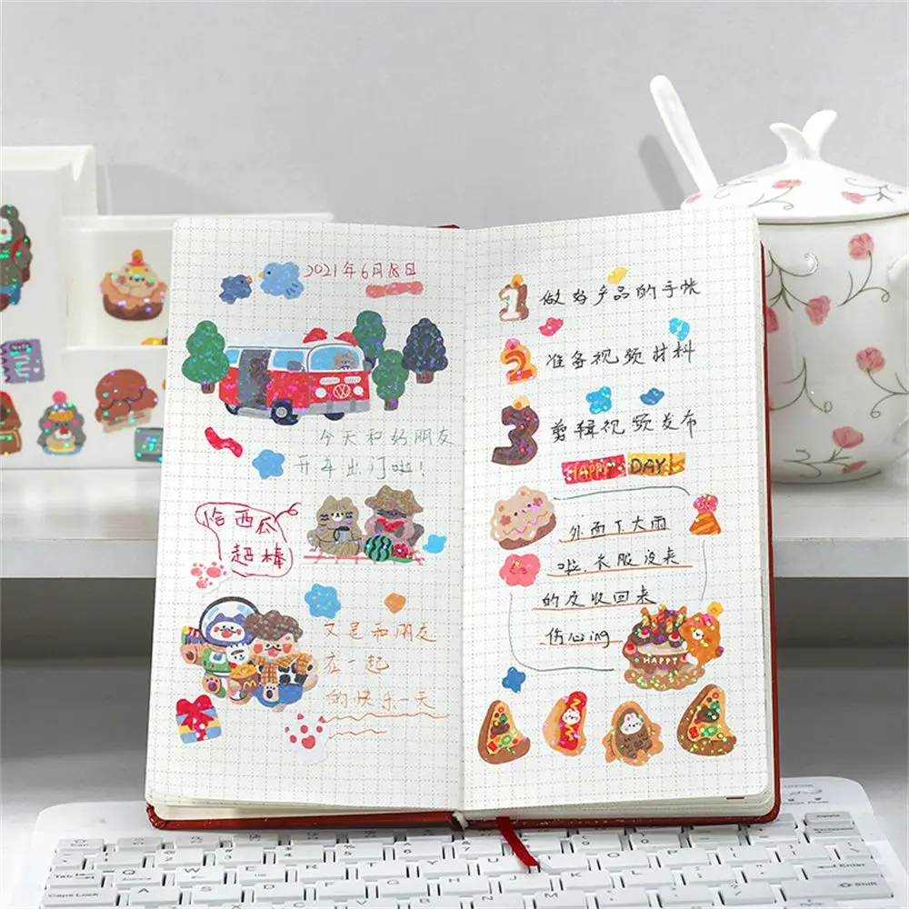Journaling Stationery Kawaii Stationery Sticker Hand Account Decoration Laser Paper Stickers Glitter Stationery Sticker