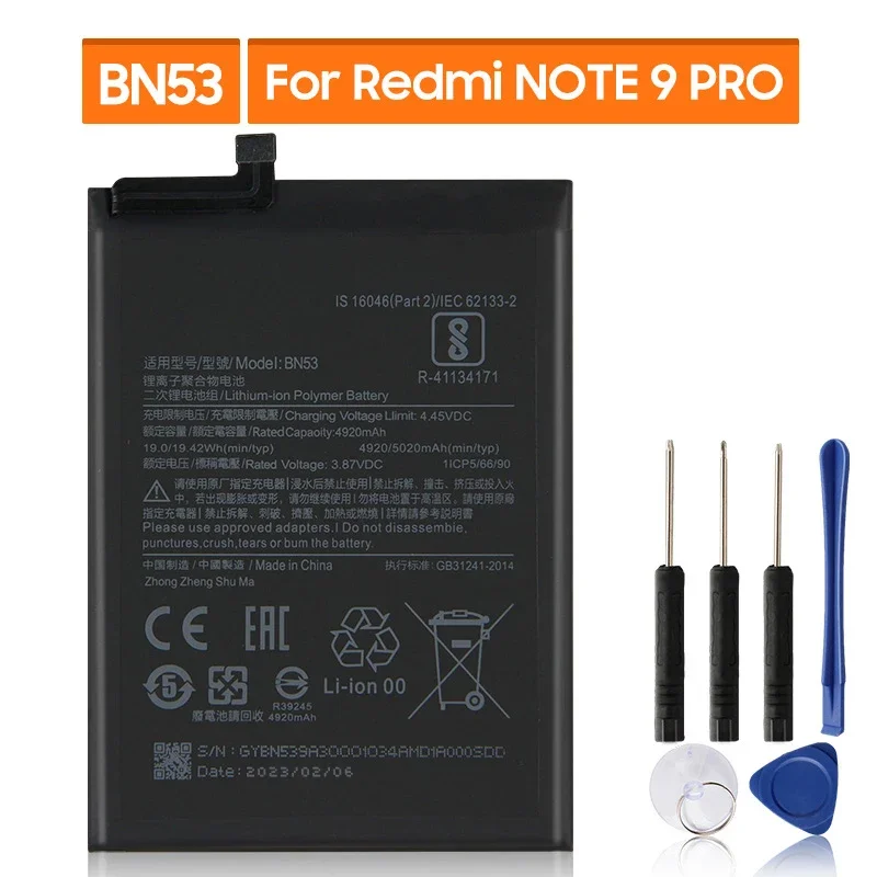 

Replacement Battery BN53 For Xiaomi Redmi Note 9 Pro Rechargeable Phone Battery 5020mAh