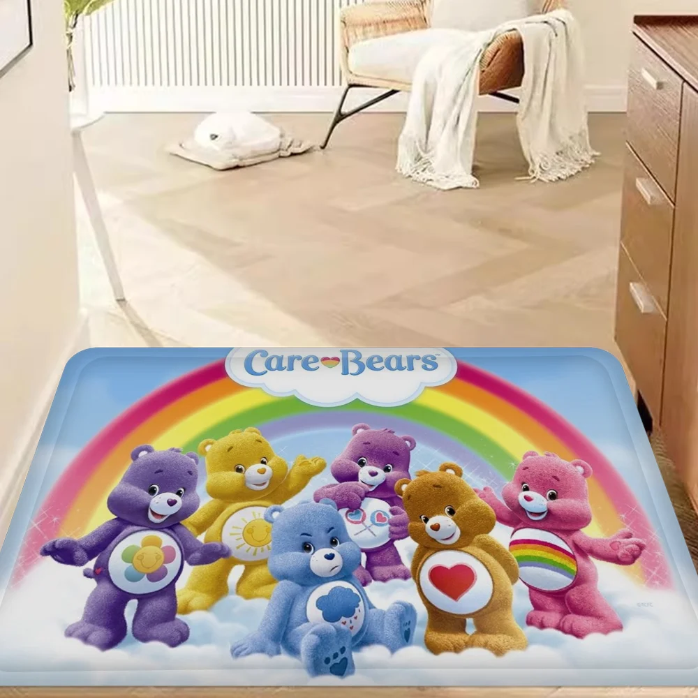 Cute Cartoon C-CARES-BEARS Floor Mat INS Style Soft Bedroom Floor House Laundry Room Mat Anti-skid Household Carpets