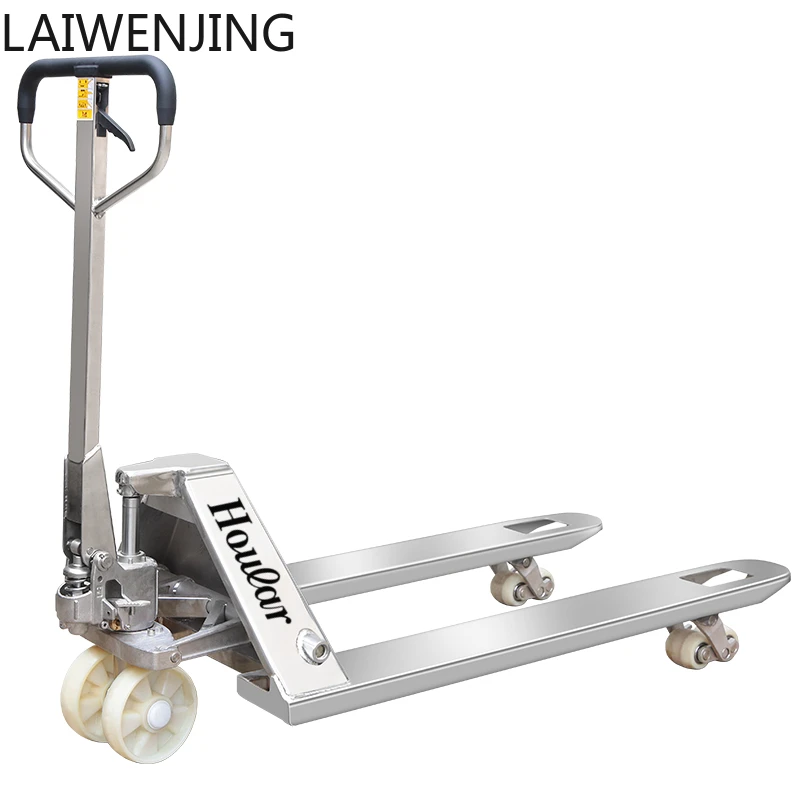 MJY Diniu All Stainless Steel Manual Forklift Handling Hydraulic Pallet Trailer