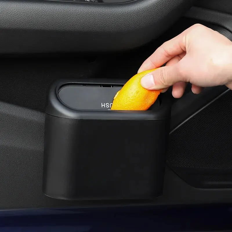 Car Trash Bin Hanging Vehicle Garbage Dust Case Storage Box Plastic Pressing Square Trash Can Type Auto Car Supplies image 3