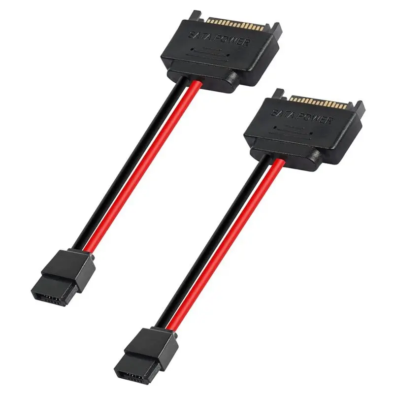 A49T 2Pcs SATA 15Pin Male To 6Pin SATA Cable SATA 15 Pin To 6 Pin Power Adapter Cable for Notebook CDROM 6Pin Adapter Cable