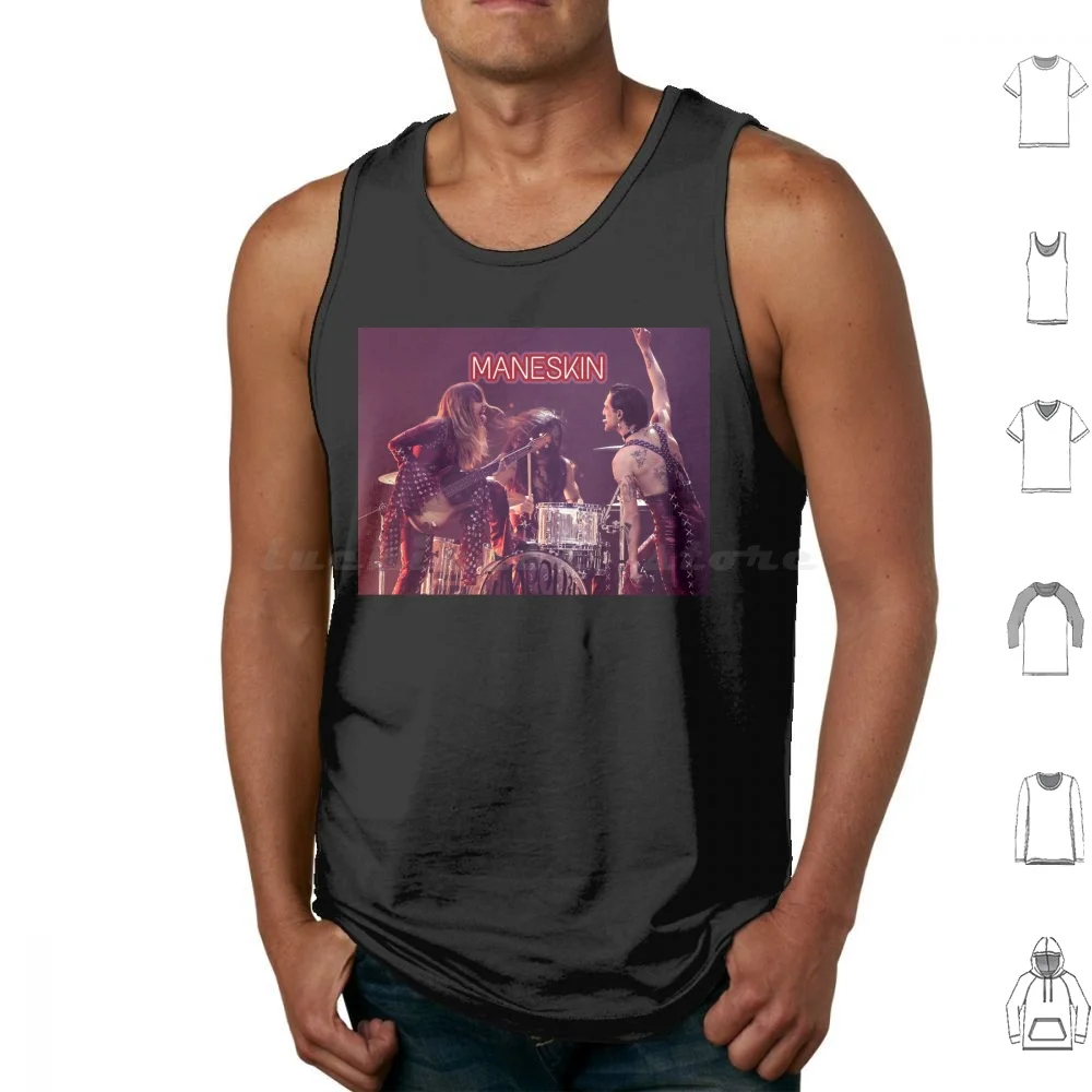 Maneskin Glamrock Rock Band , Tank Tops Vest Sleeveless Maneskin M ? Neskin Zitti E Buoni Damiano David Esc Damiano Song