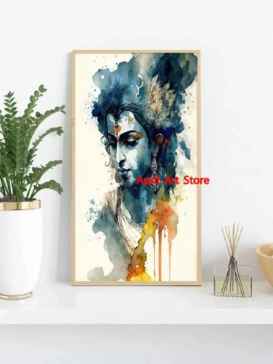 Hindu God Watercolor Canvas Wall Art  Vishnu Ganesha Hanuman Shiva Poster Print for Living Room Home Decor