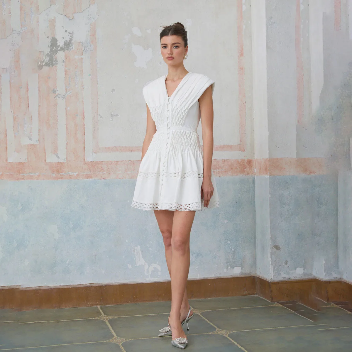 KWTX Damska Mini Spódniczka Nowa Kolekcja Lato 2026 Elegancka Dopasowana z Wycięciami i Nadrukiem Zapinana na Guziki na Plażę, Imprezę, do Biura i na Co Dzień