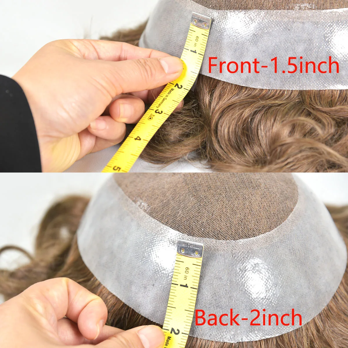 Men Toupee 10x8inch 100% European Human Hair Replacement System Hairpieces Natural Hairline Topper AU Middle Lace with PU around