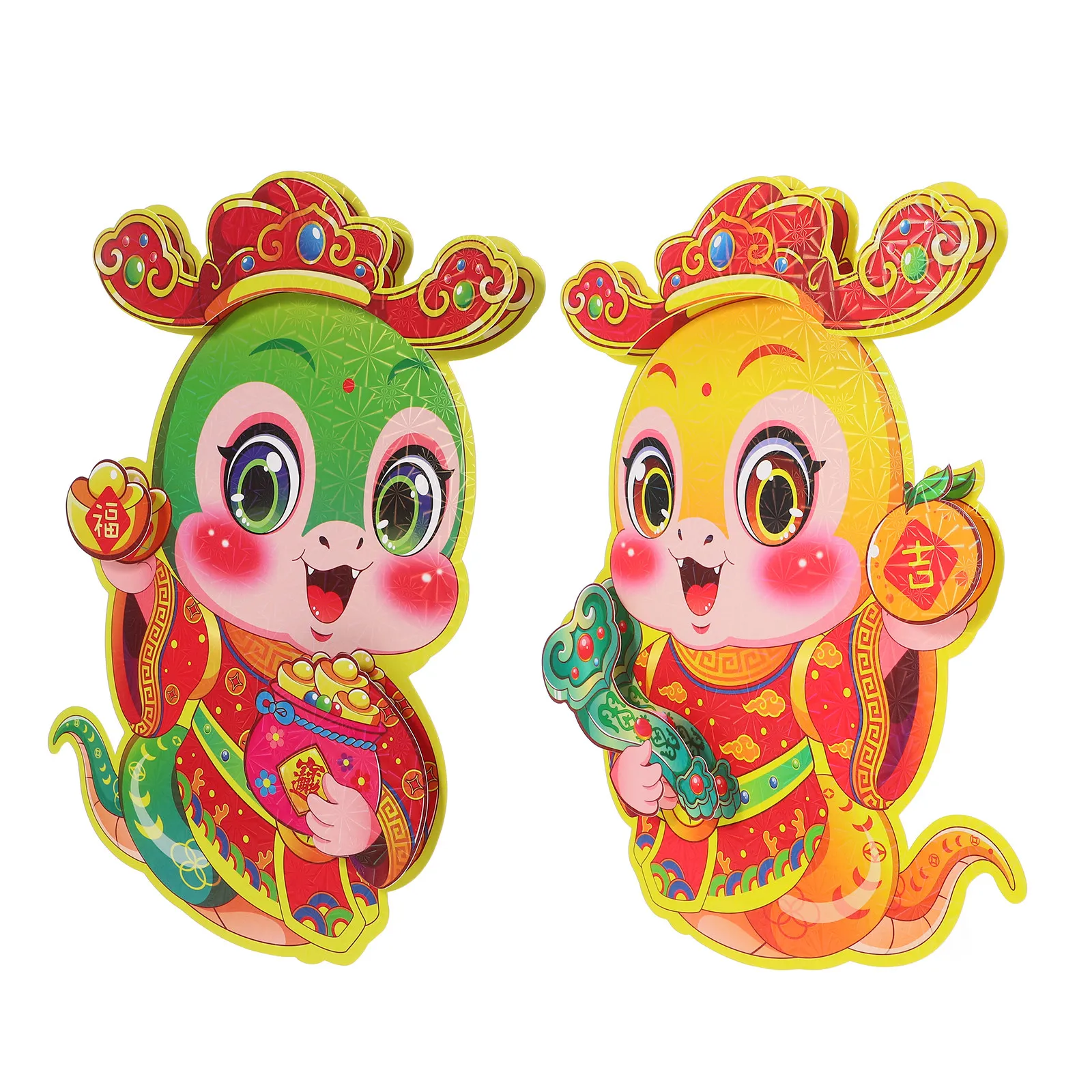 1Pair Lunar New Year Window Clings Glass Stickers Chinese Spring Festival Fu Door Decor Red Lucky Symbol Wear Resistant Self