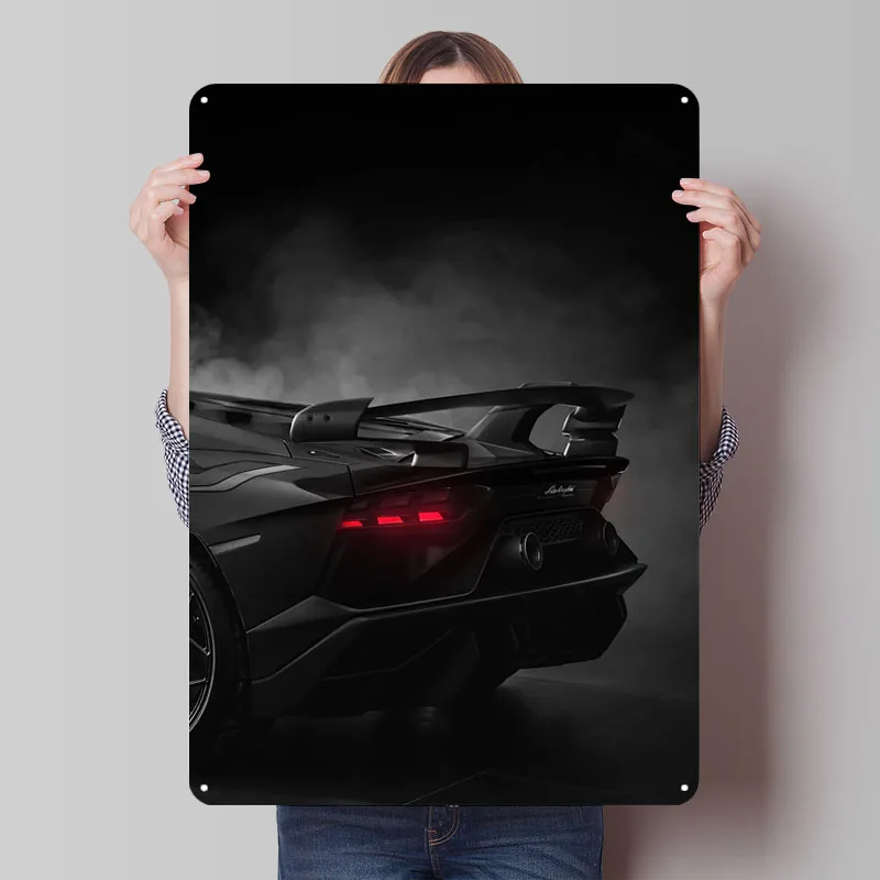 Black Lamborghini Aventador Metal Signs Car Poster Wall Decor Custom Tinplate Sign for Wall Art Decoration Retro Home Items Room