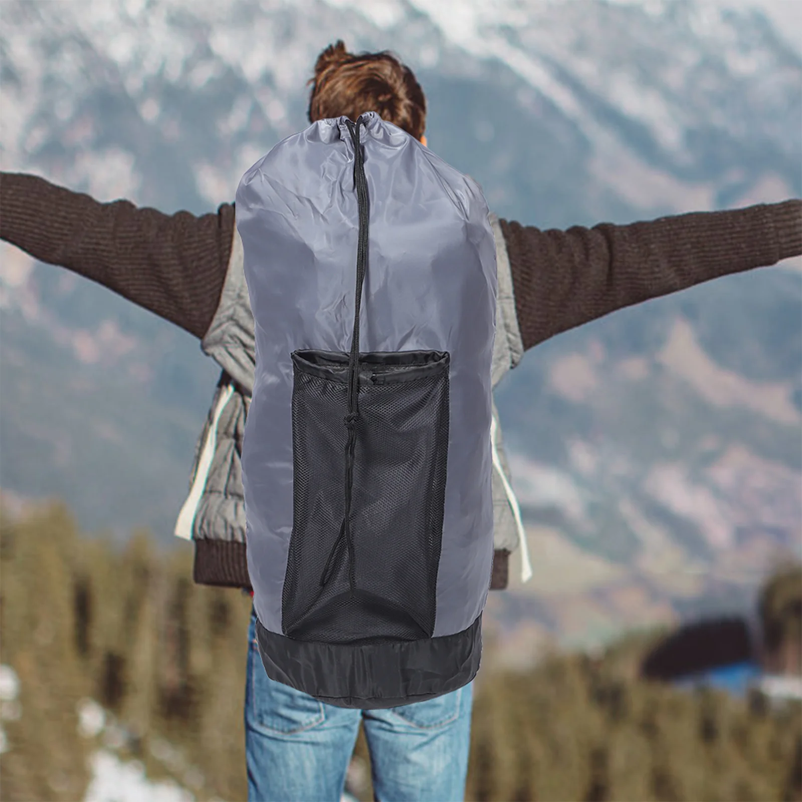 Bolsa de lavandería de doble hombro para ropa sucia, mochila de almacenamiento de nailon de gran capacidad para el hogar, organizador universitario de viaje