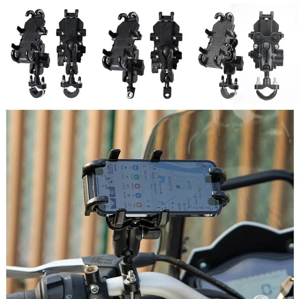 Shockproof Phone Holder Motorcycle Shock Absorber Bike Handlebar Rearview Mirror Mount GPS Clip for 4.7-7.1 inch Mobile Phone