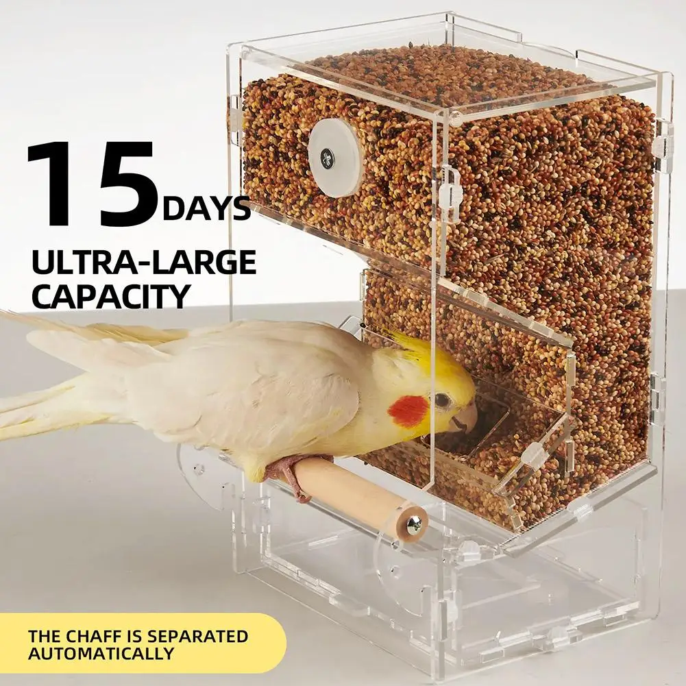 

Essential Bird Feeder Plastic Transparent Anti-scattering Skin Box Peony Food Feeder Parrot Cockatiel Automatic Tiger L5O5