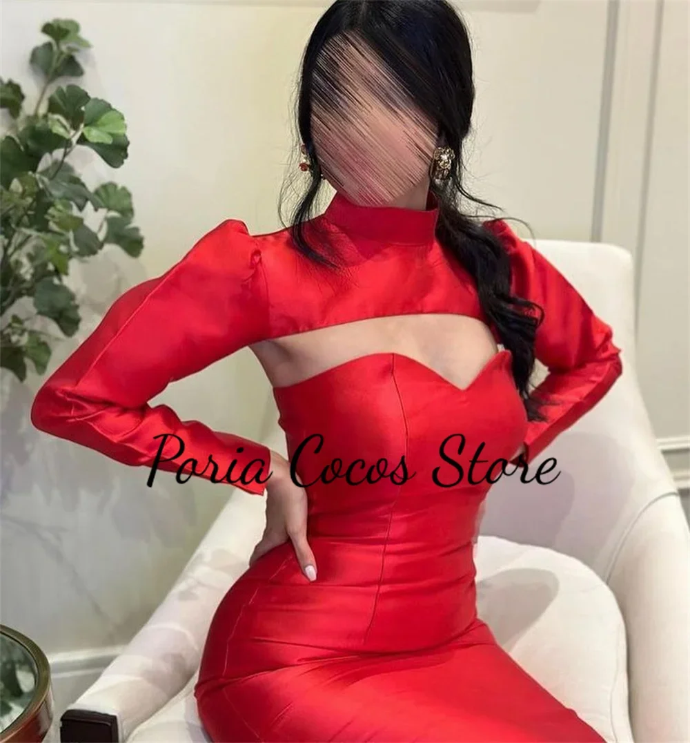 Customized Solid Color Prom Gown for Women High Collar Full Sleeves Ankle-Length Elegant High Quality Evening Party Dresses - Image 2