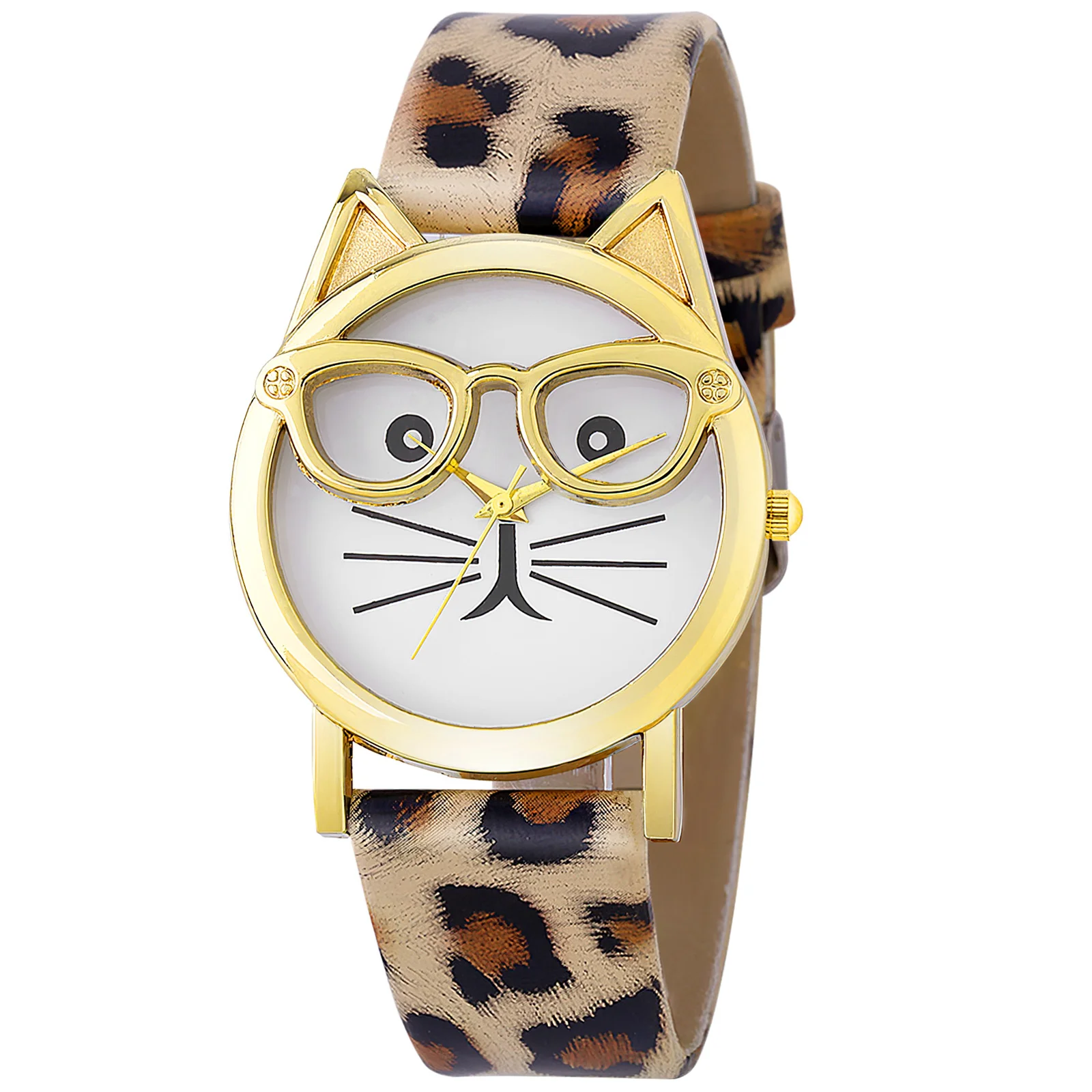 Ladies Watches Cat Smart for Kids Gift Leopard Stainless Steel Strap Child